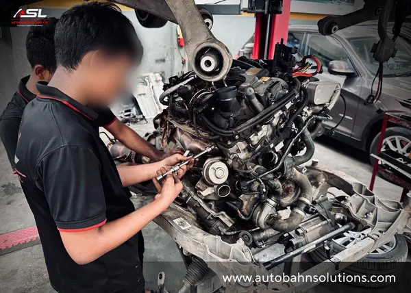 Engine rebuild and overhaul work in progress at Autobahn Solutions, Dhaka