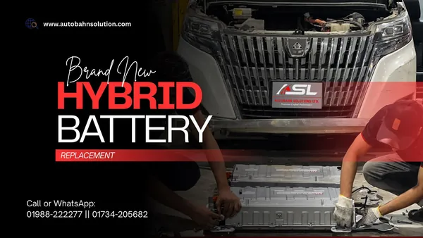 Brand new hybrid battery replacement on a Toyota hybrid at Autobahn Solutions, Dhaka