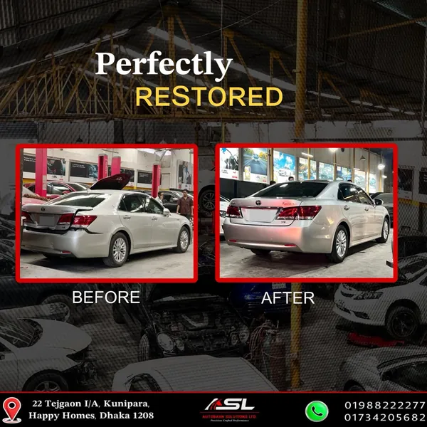 Toyota Crown before and after full restoration at Autobahn Solutions, Dhaka
