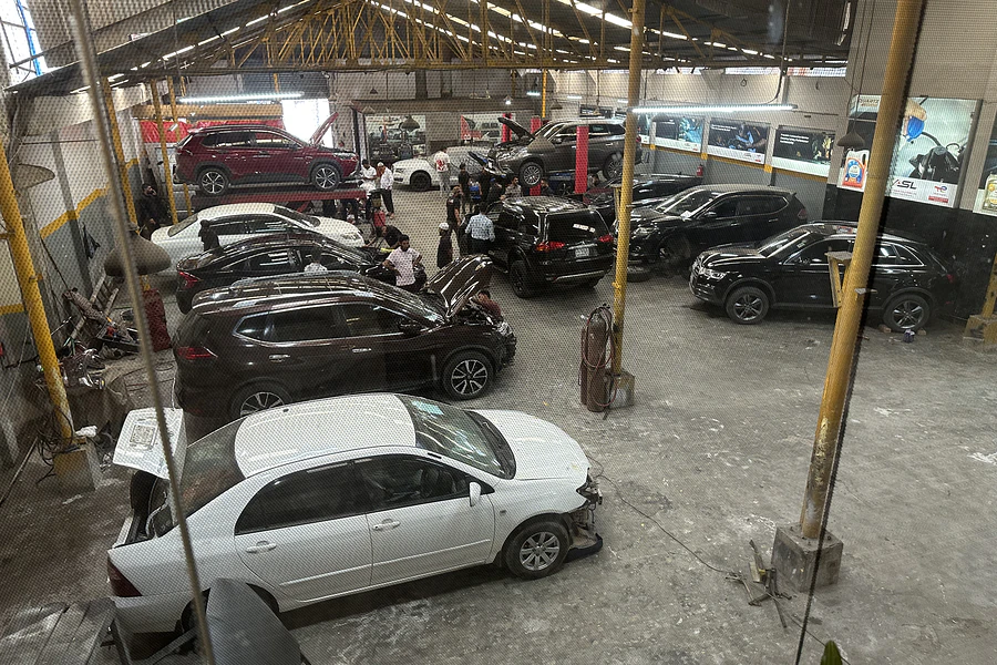 Interior of the Autobahn Solutions workshop in Tejgaon, Dhaka