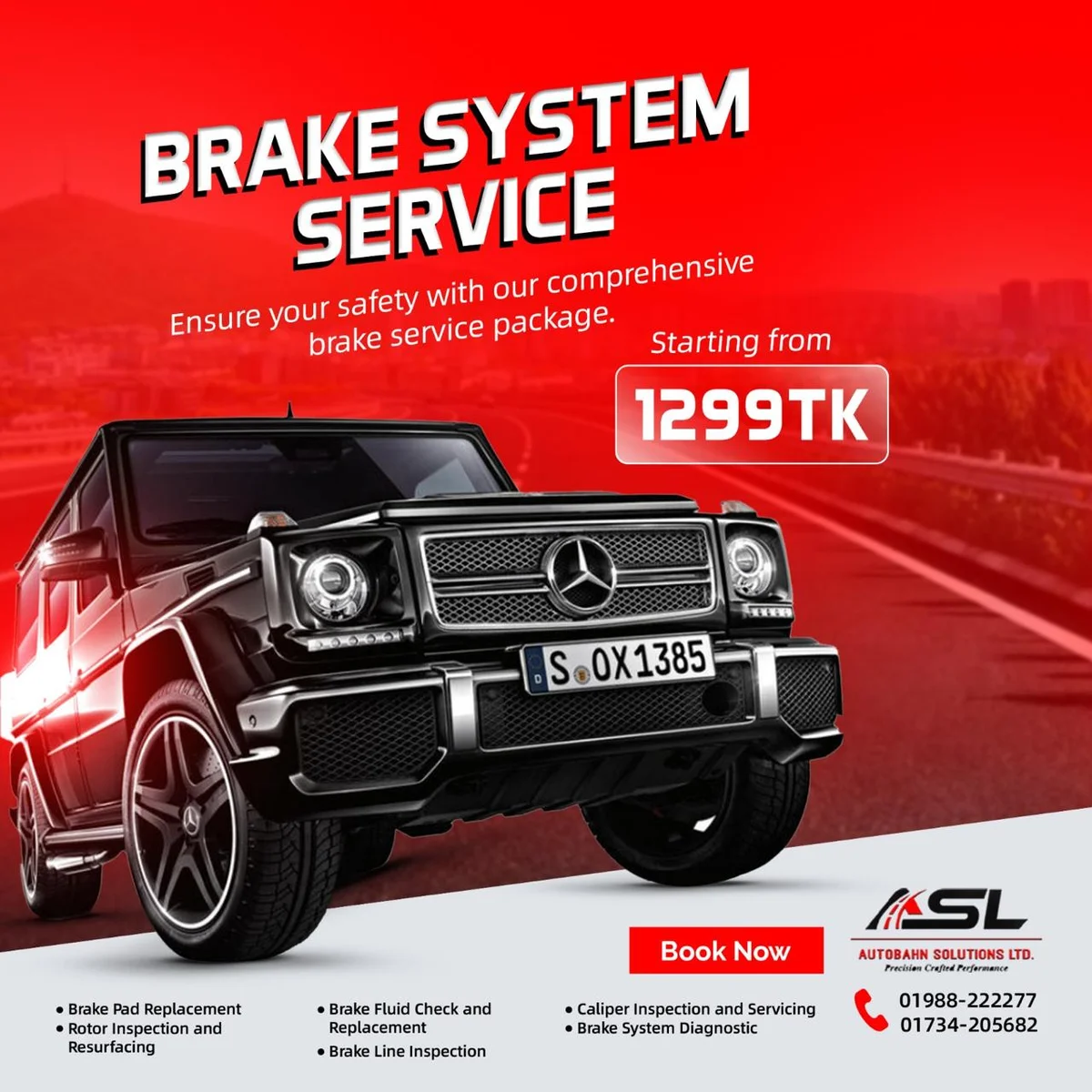 Brake system service package (from 1299 Tk) at Autobahn Solutions, Dhaka